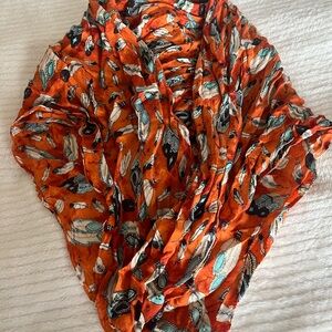 Orange Feather Pattern Wild Rag Scarf